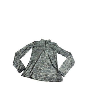 Nike Pro Warm Womens 1/2 Zip Pullover Subtle Print yellow black Grey M athletic